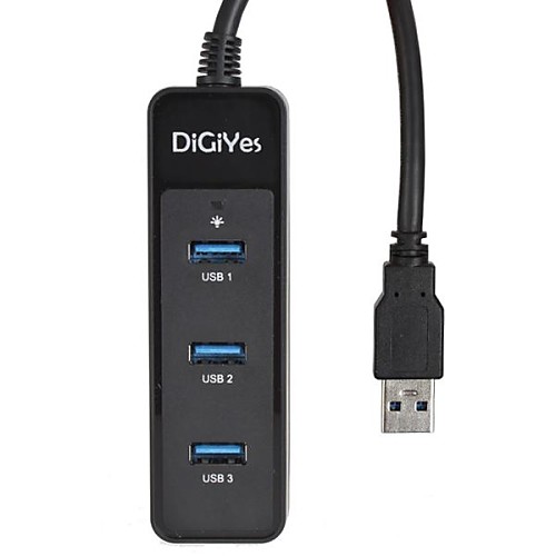 DiGiYes  черный 4-портовый USB 3.0 концентратор зарядки для рабочего стола ноутбука / Ultrabook Tablet / Surface Pro