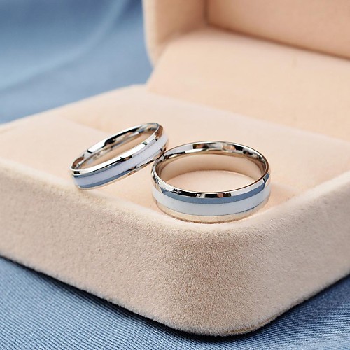 Korea Style Fashion White Titanium Steel Couple Rings