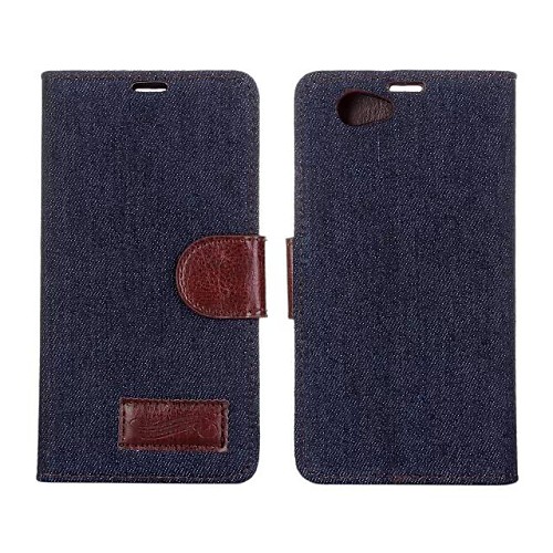 Футляр сплошной цвет Denim Pattern с магнитной застежкой и слот для карт Sony Xperia Z1 Mini