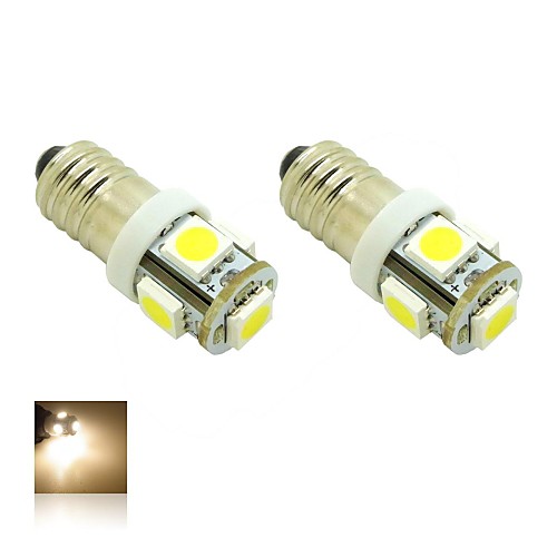 E10 1W 5X5050 SMD теплый белый 3000K Свет Светодиодная лампа для DIY (DC 12V, 2-Pack)