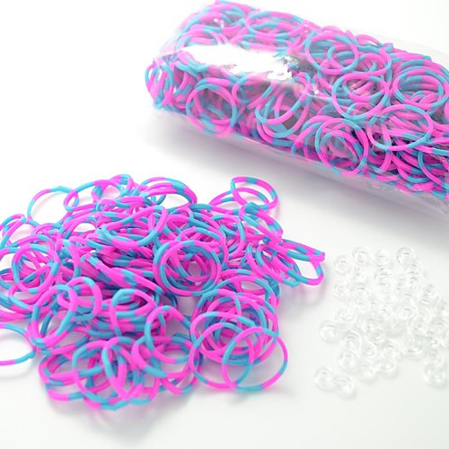 DIY twistz силиконовые Bandz резинки браслеты с 600pcs полос и 24 S-клипов (розовый и синий)