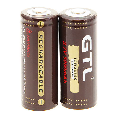 GTL ICR 5800mAh 26650 батареи (2шт) с Перегрузка защиты  2 шт / лота жесткого пластика Батарея Box