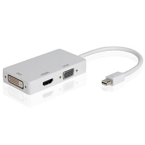 Переходник с Мини DP Displayport Thunderbolt на DVI VGA HDMI 3 in1 для Apple MacBook Air Pro