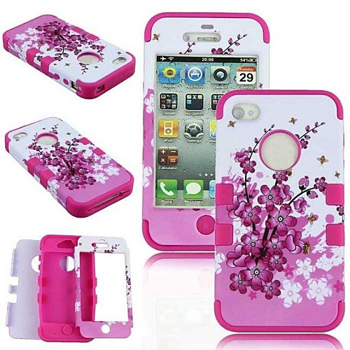 2 в 1 Peach Blossom Робот Стиль ПК и Sillcone Композитный чехол для iPhone 4/4S (разных цветов)