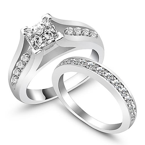 2pcs/set Свадебные Engagament Ring женские Кольца Свадьбы и События Классический ААА Серебряные Кольца Set