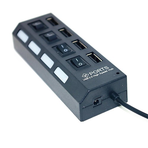 4 порта USB 2.0 концентратор высокоскоростной 480 Мбит включения / выключения кнопка включения LED