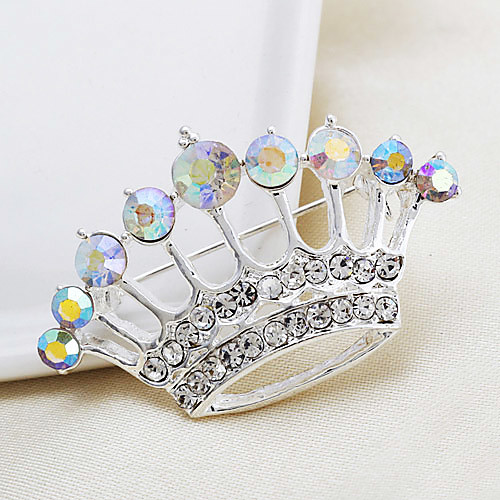 Серебряный позолоченный Rhinestone короны брошь