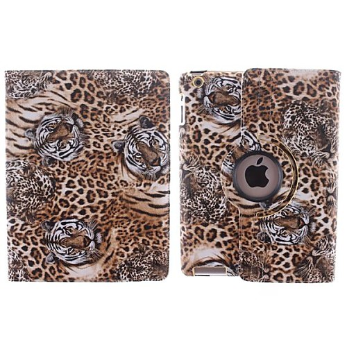 The Tiger and Leopard Grain Design 360 Degree Rotating PU Leather Case with Stand for iPad 2/3/4