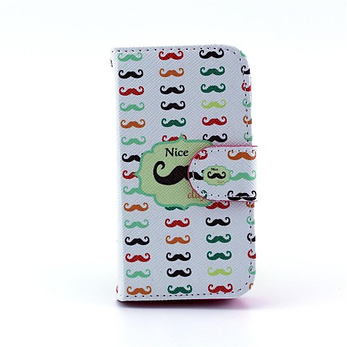 Mustache Design Full Body Case with Stand and Card Slot and Money Holder for iPhone 4/4S