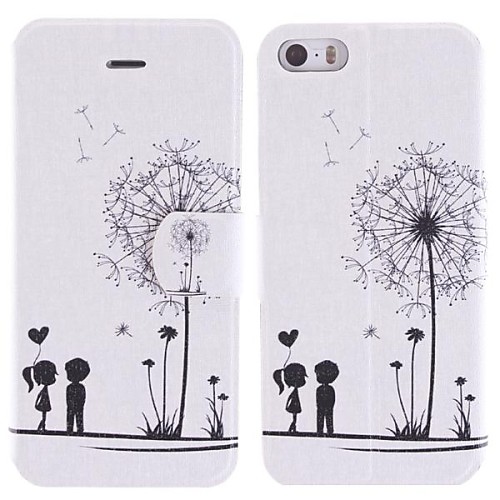 Dandelion Pattern PU Full Body Case with Card Slot and Stand for iPhone 5/5S