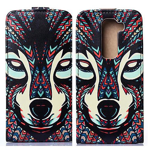 Colorful Wolf Head Pattern PU Leather Full Body Case and Card Slot for LG G2 Mini