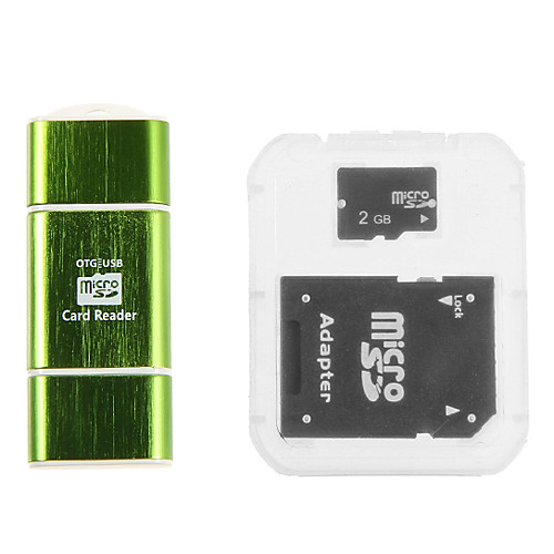 6200 Double Head Phone All In One Card Reader & 2 GB Memory Card & Adapter