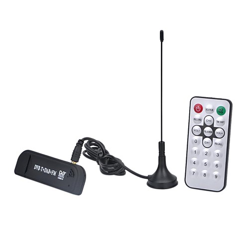 RTL2832U  R820T Мини DVB-T  DAB   FM USB цифровой ТВ ключа с дистанционным управлением / антенна (черный)