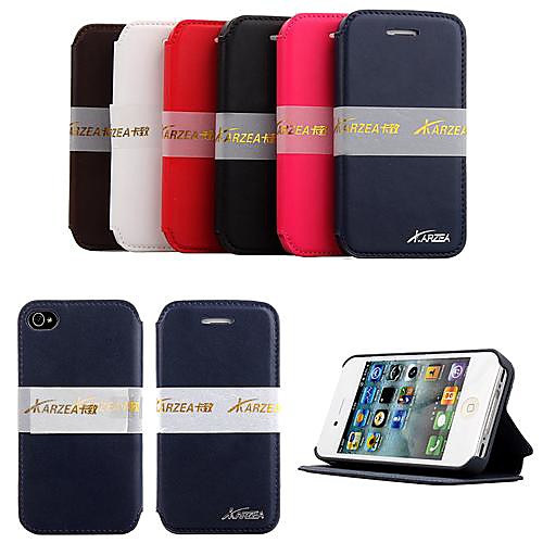 KARZEA Elegant  PU Leather  Case with Stand  for iPhone 4/4S(Assorted Colors)