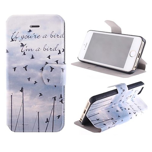 Happy Birdie PU Full Body Case with Card Slot and Stand for iPhone 5/5S