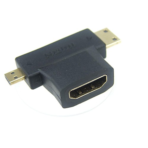 3-в-1 HDMI Женский к Mini HDMI Мужской  микро HDMI V1.4 90 градусов конвертер адаптер Бесплатная доставка