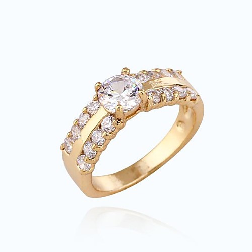 Women's Fashion Unique Design Plated 18K Gold White AAA CZ Rings