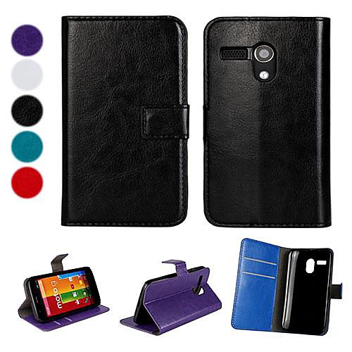 Solid Color PU Leather Full Body Case with Stand and Card Slot for Motorola G (Assorted Colors)