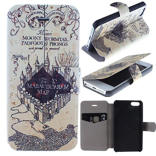 Lnwick Castle Pattern Clamshell PU Leather Full Body Case with Card Slot for iPhone 5/5S