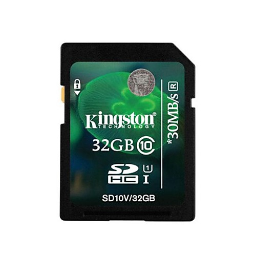 Подлинная Kingston SDHC Class 10 SD Card с выключателем защиты от записи (32 ГБ)