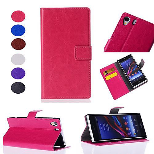 Solid Color PU Leather Full Body Case with Stand and Card Slot for Sony Xperia Z1 / L39h (Assorted Colors)