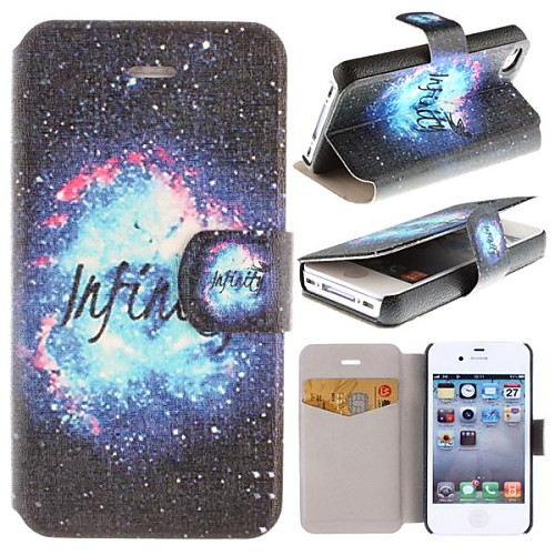 Infinity Pattern Clamshell PU Leather Full Body Case with Card Slot for iPhone 4/4S