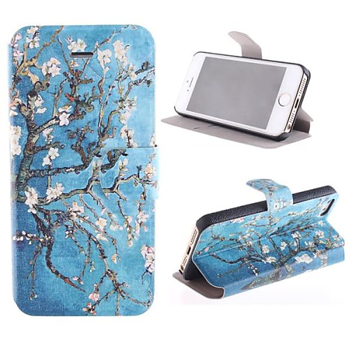 Rattan Flower Pattern PU Full Body Case with Card Slot and Stand for iPhone 5/5S