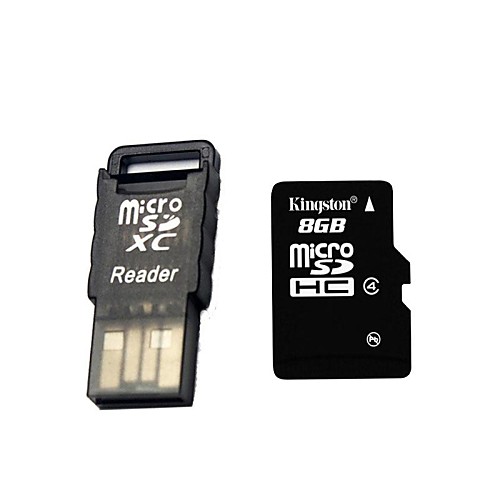 карта Kingston Micro SD / TF памяти ж / USB кард-ридер - черный (8GB / класс 4)