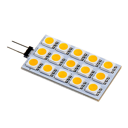 G4 3,5 Вт 15x5050SMD 140-160 LM 3000K теплый белый свет Светодиодные би-контактный лампы (DC 12V)