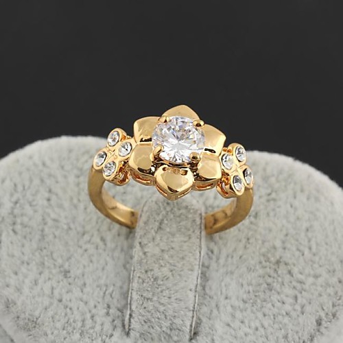 Women's  New 18K Gold Plated Fashion Hot Selling Elegant Flower Zircon Rings