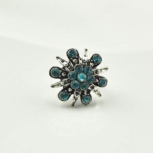 Toonykelly Vintage Look Female Flower Crystal Adjustable Ring(1pcs)