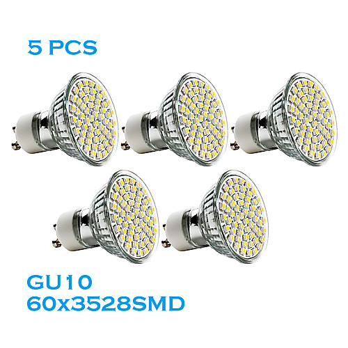 Набор из 5 светодиодных точечных ламп GU10 2.5W 60x3528SMD 240LM 2700K теплый белый свет (220-240V)