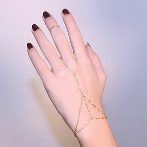 Vintage Bracelet With Ring 20cm Unisex Gold Alloy Chain & Link Bracelet(1 Pc)