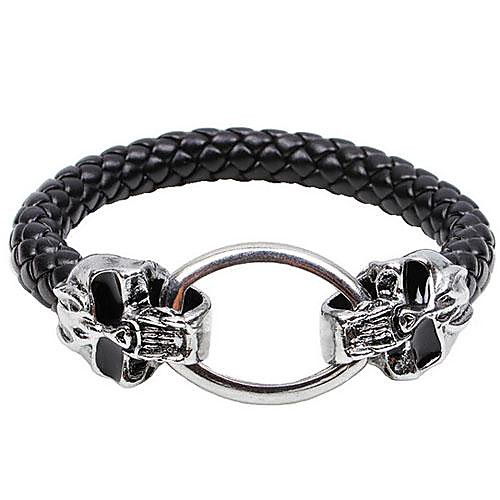 Men's Fashion Snakeskin Double Skull Head Bangle