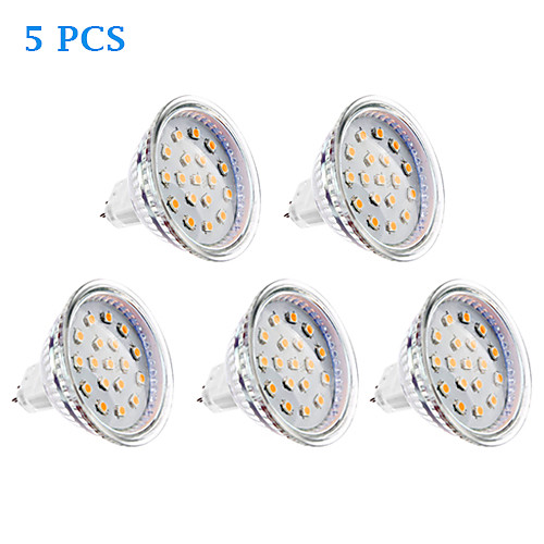 5 шт gu5.3 MR16 4W 15x2835smd 300lm 2700k теплый белый свет водить пятна лампы (12)