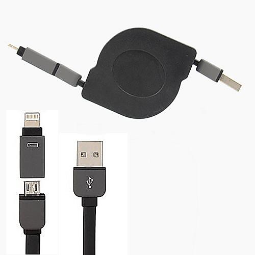 Выдвижной зарядный кабель 2-в-1: 8-контактный микро-USB на USB для Iphone 5, Samsung (100см, цвета в ассортименте)