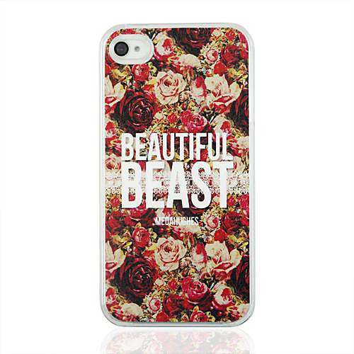 Beautiful Roses Leather Vein Pattern PC Hard Case for iPhone 4/4S