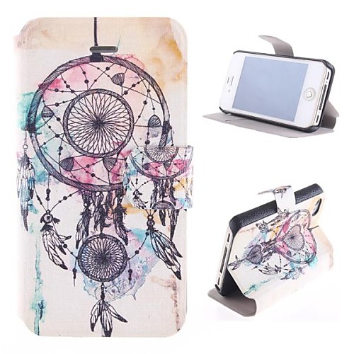 Windbell Pattern PU Full Body Case with Card Slot and Stand for iPhone 4/4S