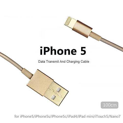 topcel ™ красочный 8-контактный для USB круглого кабеля данных на мобильный 6 iPhone 6 плюс iPhone 5 / Ipad Mini / Ipad 4 / Ipod золото (200)