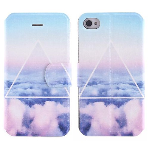 The Cloud Patterns PU Full Body Case with Card Slot and Stand for iPhone 4/4S