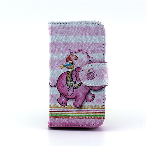 Pink Elephant Pattern PU Leather Full Body Case for iPhone 4/4S