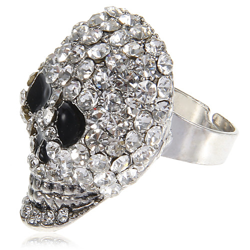 Classic Silver Diamanted Skull Shape Statement Rings(1 Pc)