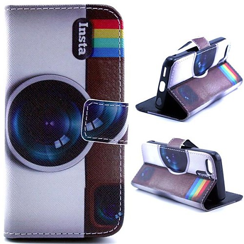 The Simulation Camera Design PU Leather Full Body Case with Stand and Money Holder for iPhone 5C