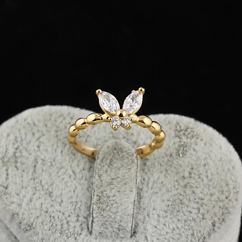 Women's  New 18K Gold Plated Fashion Hot Selling Graceful Butterfly Zircon Rings