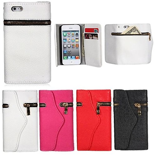 DSD Unique Zipper PU Leather Full Body Case with Card Slot and Wallet for iPhone 5/5S (Assorted Color)