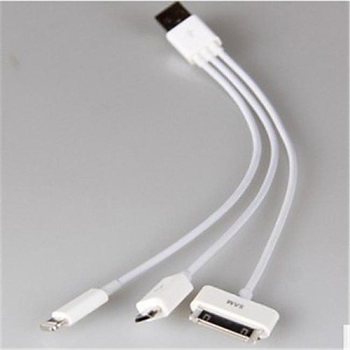 Кабель USB 3 в 1 длиной 20 см для iPhone 4/5 и телефонов Android