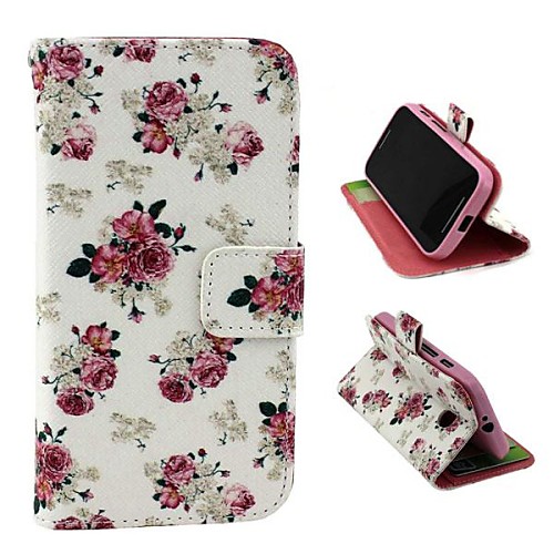 Beautiful Rose Pattern PU Leather Full Body Case with Stand and Money Holder for Motorola Moto E