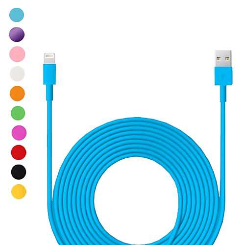 Elonbo 8 Pin to USB Data Charger Cable for iPhone 5/5S/5C / iPad / iTouch 5(300cm,Assorted Color)