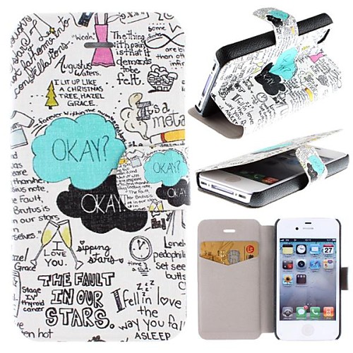 The Fault In Our Stars Pattern Clamshell PU Leather Full Body Case with Card Slot for iPhone 4/4S