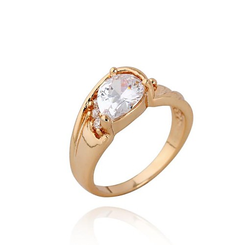 Women's New Gold Plated Hot Selling Elegant Drop shape Zircon Ring